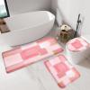 imageBlack Memory Foam Bathroom Rug Sets 5 Piece Absorbent NonSlip Bath Mat with Toilet Lid Cover for Bathroom Extra Thick Water Absorbent Black Bath Rugs for Tub Toilet and FloorPink