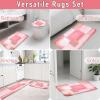 imageBlack Memory Foam Bathroom Rug Sets 5 Piece Absorbent NonSlip Bath Mat with Toilet Lid Cover for Bathroom Extra Thick Water Absorbent Black Bath Rugs for Tub Toilet and FloorPink