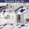 imageBlack Memory Foam Bathroom Rug Sets 5 Piece Absorbent NonSlip Bath Mat with Toilet Lid Cover for Bathroom Extra Thick Water Absorbent Black Bath Rugs for Tub Toilet and FloorNavy Blue