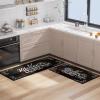 imageBlack and White 2 Pieces Kitchen Runner Rugs Set Non Slip Cushioned Mats for Floor Waterproof Comfort Kitchen Runners Rugs Farmhouse Chef Mats Floor Carpet for SinkLaundry Room
