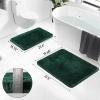 imageGreen Bathroom Accessories Set Bathroom Sets with Shower Curtain and Rugs No Slip Bathroom Rugs Super Absorbent Dark Green Bathroom Sets Complete for HomeWaffle Dark Green