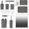 imageGrey Bathroom Accessories Set Bathroom Sets with Shower Curtain and Rugs Trash Can Tray Soap Dispenser Soap Dish Toothbrush Holder Toothbrush CupToilet Brush and Qtip Holders for Home