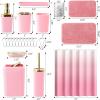 imageGrey Bathroom Accessories Sets Complete 9Piece Bathroom Accessories with Trash Can Vanity Tray Soap Dispenser Soap Dish Toothbrush Holder Toothbrush Cup Toilet Brush and Qtip HoldersPink and Gold