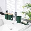 imageGrey Bathroom Accessories Sets Complete 9Piece Bathroom Accessories with Trash Can Vanity Tray Soap Dispenser Soap Dish Toothbrush Holder Toothbrush Cup Toilet Brush and Qtip HoldersHollow Dark Green