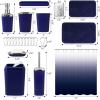 imageGrey Bathroom Accessories Sets Complete 9Piece Bathroom Accessories with Trash Can Vanity Tray Soap Dispenser Soap Dish Toothbrush Holder Toothbrush Cup Toilet Brush and Qtip HoldersNavy Blue