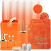 imageGrey Bathroom Accessories Sets Complete 9Piece Bathroom Accessories with Trash Can Vanity Tray Soap Dispenser Soap Dish Toothbrush Holder Toothbrush Cup Toilet Brush and Qtip HoldersOrange and Gold