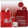 imageGrey Bathroom Accessories Sets Complete 9Piece Bathroom Accessories with Trash Can Vanity Tray Soap Dispenser Soap Dish Toothbrush Holder Toothbrush Cup Toilet Brush and Qtip HoldersBurgundy