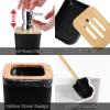 imageGrey Bathroom Accessories Sets Complete 9Piece Bathroom Accessories with Trash Can Vanity Tray Soap Dispenser Soap Dish Toothbrush Holder Toothbrush Cup Toilet Brush and Qtip HoldersHollow Black