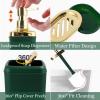 imageGrey Bathroom Accessories Sets Complete 9Piece Bathroom Accessories with Trash Can Vanity Tray Soap Dispenser Soap Dish Toothbrush Holder Toothbrush Cup Toilet Brush and Qtip HoldersDark Green and Gold
