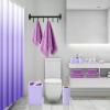 imageGrey Bathroom Accessories Sets Complete 9Piece Bathroom Accessories with Trash Can Vanity Tray Soap Dispenser Soap Dish Toothbrush Holder Toothbrush Cup Toilet Brush and Qtip HoldersLight Purple