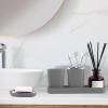 imageGrey Bathroom Accessories Sets Complete 9Piece Bathroom Accessories with Trash Can Vanity Tray Soap Dispenser Soap Dish Toothbrush Holder Toothbrush Cup Toilet Brush and Qtip HoldersGray