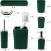 imageGrey Bathroom Accessories Sets Complete 9Piece Bathroom Accessories with Trash Can Vanity Tray Soap Dispenser Soap Dish Toothbrush Holder Toothbrush Cup Toilet Brush and Qtip HoldersDark Green