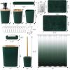 imageGrey Bathroom Accessories Sets Complete 9Piece Bathroom Accessories with Trash Can Vanity Tray Soap Dispenser Soap Dish Toothbrush Holder Toothbrush Cup Toilet Brush and Qtip HoldersHollow Dark Green