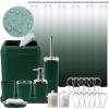 imageGrey Bathroom Accessories Sets Complete 9Piece Bathroom Accessories with Trash Can Vanity Tray Soap Dispenser Soap Dish Toothbrush Holder Toothbrush Cup Toilet Brush and Qtip HoldersDark Green