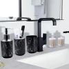 imageGrey Bathroom Accessories Sets Complete 9Piece Bathroom Accessories with Trash Can Vanity Tray Soap Dispenser Soap Dish Toothbrush Holder Toothbrush Cup Toilet Brush and Qtip HoldersBlack Marble