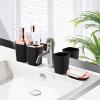 imageGrey Bathroom Accessories Sets Complete 9Piece Bathroom Accessories with Trash Can Vanity Tray Soap Dispenser Soap Dish Toothbrush Holder Toothbrush Cup Toilet Brush and Qtip HoldersBlack