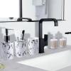 imageGrey Bathroom Accessories Sets Complete 9Piece Bathroom Accessories with Trash Can Vanity Tray Soap Dispenser Soap Dish Toothbrush Holder Toothbrush Cup Toilet Brush and Qtip HoldersWhite Marble