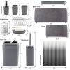imageGrey Bathroom Accessories Sets Complete 9Piece Bathroom Accessories with Trash Can Vanity Tray Soap Dispenser Soap Dish Toothbrush Holder Toothbrush Cup Toilet Brush and Qtip HoldersGray
