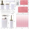 imageGrey Bathroom Accessories Sets Complete 9Piece Bathroom Accessories with Trash Can Vanity Tray Soap Dispenser Soap Dish Toothbrush Holder Toothbrush Cup Toilet Brush and Qtip HoldersWhite