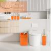 imageGrey Bathroom Accessories Sets Complete 9Piece Bathroom Accessories with Trash Can Vanity Tray Soap Dispenser Soap Dish Toothbrush Holder Toothbrush Cup Toilet Brush and Qtip HoldersOrange and Gold