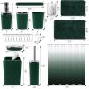 imageGrey Bathroom Accessories Sets Complete 9Piece Bathroom Accessories with Trash Can Vanity Tray Soap Dispenser Soap Dish Toothbrush Holder Toothbrush Cup Toilet Brush and Qtip HoldersDark Green