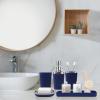 imageGrey Bathroom Accessories Sets Complete 9Piece Bathroom Accessories with Trash Can Vanity Tray Soap Dispenser Soap Dish Toothbrush Holder Toothbrush Cup Toilet Brush and Qtip HoldersNavy Blue