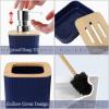 imageGrey Bathroom Accessories Sets Complete 9Piece Bathroom Accessories with Trash Can Vanity Tray Soap Dispenser Soap Dish Toothbrush Holder Toothbrush Cup Toilet Brush and Qtip HoldersHollow Navy Blue
