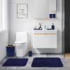 imageGrey Bathroom Accessories Sets Complete 9Piece Bathroom Accessories with Trash Can Vanity Tray Soap Dispenser Soap Dish Toothbrush Holder Toothbrush Cup Toilet Brush and Qtip HoldersHollow Navy Blue