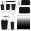 imageGrey Bathroom Accessories Sets Complete 9Piece Bathroom Accessories with Trash Can Vanity Tray Soap Dispenser Soap Dish Toothbrush Holder Toothbrush Cup Toilet Brush and Qtip HoldersBlack