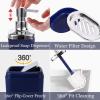 imageGrey Bathroom Accessories Sets Complete 9Piece Bathroom Accessories with Trash Can Vanity Tray Soap Dispenser Soap Dish Toothbrush Holder Toothbrush Cup Toilet Brush and Qtip HoldersNavy Blue