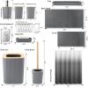 imageGrey Bathroom Accessories Sets Complete 9Piece Bathroom Accessories with Trash Can Vanity Tray Soap Dispenser Soap Dish Toothbrush Holder Toothbrush Cup Toilet Brush and Qtip HoldersHollow Grey