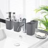 imageGrey Bathroom Accessories Sets Complete 9Piece Bathroom Accessories with Trash Can Vanity Tray Soap Dispenser Soap Dish Toothbrush Holder Toothbrush Cup Toilet Brush and Qtip HoldersGray