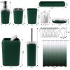 imageGrey Bathroom Accessories Sets Complete 9Piece Bathroom Accessories with Trash Can Vanity Tray Soap Dispenser Soap Dish Toothbrush Holder Toothbrush Cup Toilet Brush and Qtip HoldersDark Green