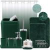 imageGrey Bathroom Accessories Sets Complete 9Piece Bathroom Accessories with Trash Can Vanity Tray Soap Dispenser Soap Dish Toothbrush Holder Toothbrush Cup Toilet Brush and Qtip HoldersDark Green