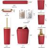 imageGrey Bathroom Accessories Sets Complete 9Piece Bathroom Accessories with Trash Can Vanity Tray Soap Dispenser Soap Dish Toothbrush Holder Toothbrush Cup Toilet Brush and Qtip HoldersBurgundy