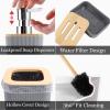 imageGrey Bathroom Accessories Sets Complete 9Piece Bathroom Accessories with Trash Can Vanity Tray Soap Dispenser Soap Dish Toothbrush Holder Toothbrush Cup Toilet Brush and Qtip HoldersHollow Grey