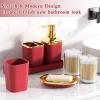imageGrey Bathroom Accessories Sets Complete 9Piece Bathroom Accessories with Trash Can Vanity Tray Soap Dispenser Soap Dish Toothbrush Holder Toothbrush Cup Toilet Brush and Qtip HoldersBurgundy
