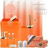 imageGrey Bathroom Accessories Sets Complete 9Piece Bathroom Accessories with Trash Can Vanity Tray Soap Dispenser Soap Dish Toothbrush Holder Toothbrush Cup Toilet Brush and Qtip HoldersOrange and Gold
