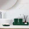 imageGrey Bathroom Accessories Sets Complete 9Piece Bathroom Accessories with Trash Can Vanity Tray Soap Dispenser Soap Dish Toothbrush Holder Toothbrush Cup Toilet Brush and Qtip HoldersDark Green