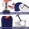 imageGrey Bathroom Accessories Sets Complete 9Piece Bathroom Accessories with Trash Can Vanity Tray Soap Dispenser Soap Dish Toothbrush Holder Toothbrush Cup Toilet Brush and Qtip HoldersNavy Blue