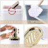 imageGrey Bathroom Accessories Sets Complete 9Piece Bathroom Accessories with Trash Can Vanity Tray Soap Dispenser Soap Dish Toothbrush Holder Toothbrush Cup Toilet Brush and Qtip HoldersWhite and Gold