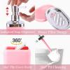 imageGrey Bathroom Accessories Sets Complete 9Piece Bathroom Accessories with Trash Can Vanity Tray Soap Dispenser Soap Dish Toothbrush Holder Toothbrush Cup Toilet Brush and Qtip HoldersPink