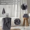imageGrey Bathroom Accessories Sets Complete 9Piece Bathroom Accessories with Trash Can Vanity Tray Soap Dispenser Soap Dish Toothbrush Holder Toothbrush Cup Toilet Brush and Qtip HoldersGray