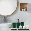 imageGrey Bathroom Accessories Sets Complete 9Piece Bathroom Accessories with Trash Can Vanity Tray Soap Dispenser Soap Dish Toothbrush Holder Toothbrush Cup Toilet Brush and Qtip HoldersDark Green