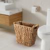 imageGrey Trash Can with Wicker Storage Baskets12 Liter32Gallon Small Bathroom Trash Can Handwoven Waste Basket Narrow Small Garbage Can for Bedroom BathroomOfficeBeige