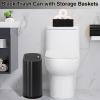 imageGrey Trash Can with Wicker Storage Baskets12 Liter32Gallon Small Bathroom Trash Can Handwoven Waste Basket Narrow Small Garbage Can for Bedroom BathroomOfficeBlack