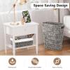 imageGrey Trash Can with Wicker Storage Baskets12 Liter32Gallon Small Bathroom Trash Can Handwoven Waste Basket Narrow Small Garbage Can for Bedroom BathroomOfficeGrey