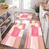 imageKitchen Rugs Sets of 3 Non Slip Washable Kitchen Mats for Floor AntiFatigue Runner Rug with Rubber Backing Waterproof Kitchen Rug Set for Laundry Floor Office HallwayPink