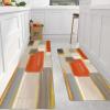 imageKitchen Rugs Sets of 3 Non Slip Washable Kitchen Mats for Floor AntiFatigue Runner Rug with Rubber Backing Waterproof Kitchen Rug Set for Laundry Floor Office HallwayOrange