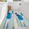imageKitchen Rugs Sets of 3 Non Slip Washable Kitchen Mats for Floor AntiFatigue Runner Rug with Rubber Backing Waterproof Kitchen Rug Set for Laundry Floor Office HallwayTeal Blue